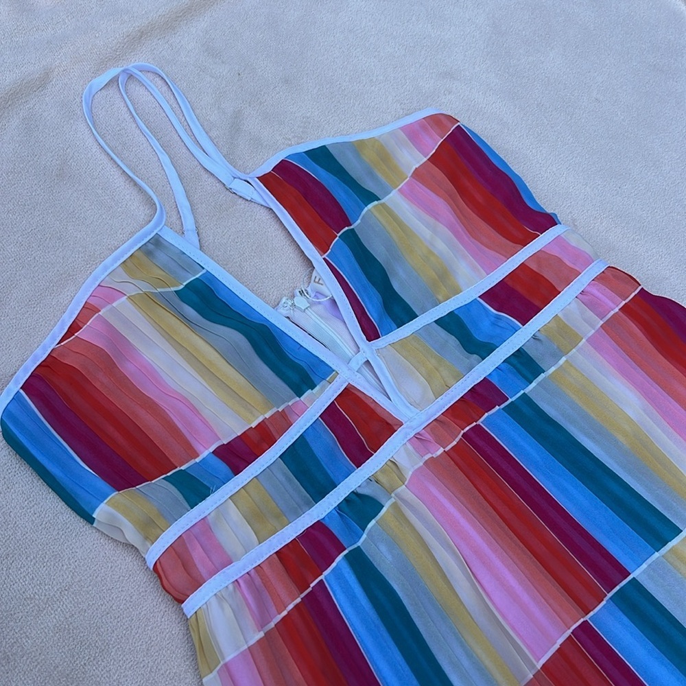 Fate rainbow multi-color summer maxi dress women’s size medium - Picture 9 of 16